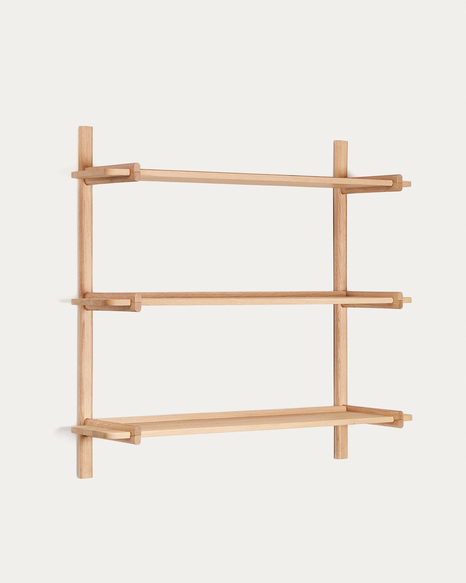 Sitra modular shelf, 3 solid oak wood shelves in a natural finish