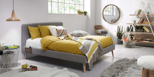 Dyla headboard with removable cover in grey, for 160 cm beds