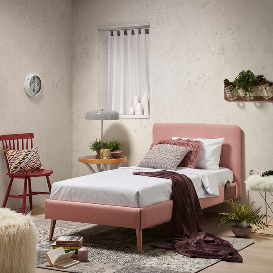 Dyla headboard with removable cover in pink, for 90 cm beds