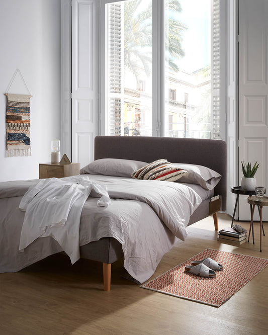 Dyla headboard with removable cover in grey, for 150 cm beds