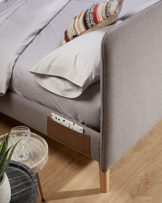 Dyla headboard with removable cover in grey, for 90 cm beds