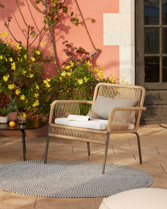 Samanta stackable armchair in beige cord