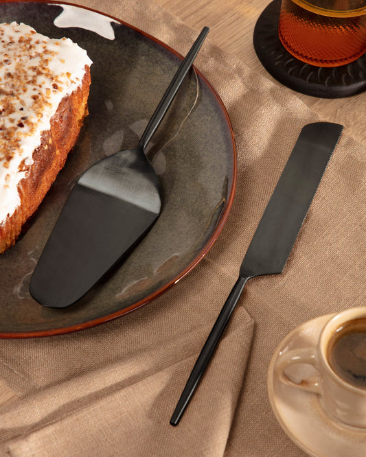 Fer 2-piece cutlery set for cake black