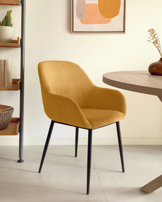 Konna mustard corduroy chair