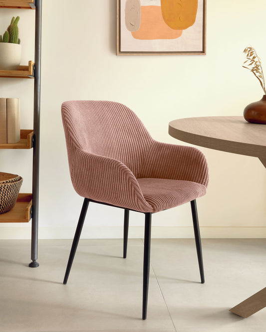 Konna chair in pink wide seam corduroy