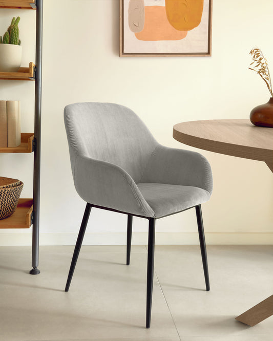 Konna light grey corduroy chair