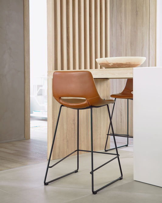 Brown synthetic leather Zahara barstool height 76 cm