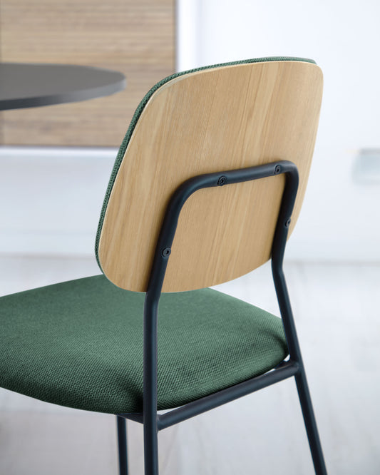 Benilda dark green stackable chair oak veneer and steel with black finish FSC Mix Credit