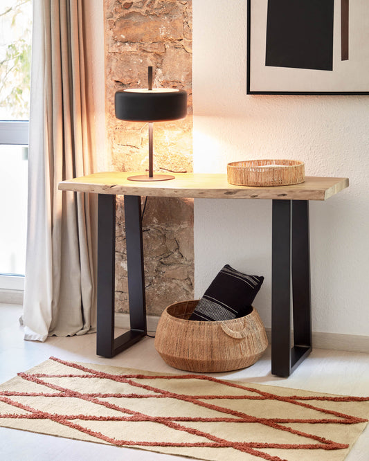 Alaia console table in solid acacia wood with natural finish, 115 x 40 cm