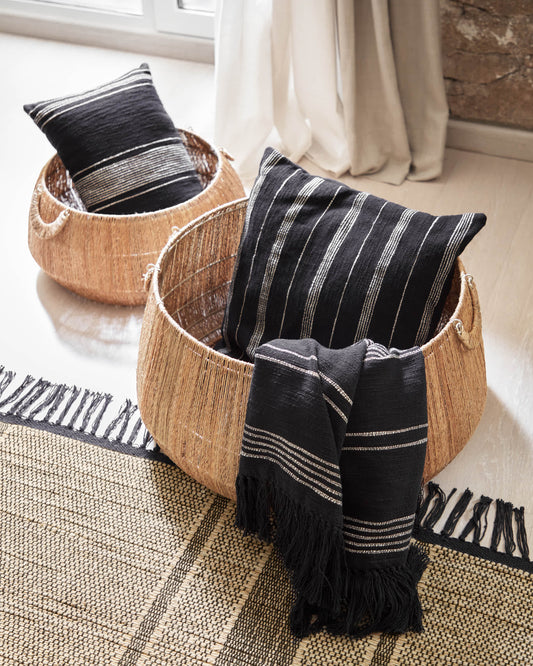 Adalgisa cotton cushion cover with black and white stripes 45 x 45 cm