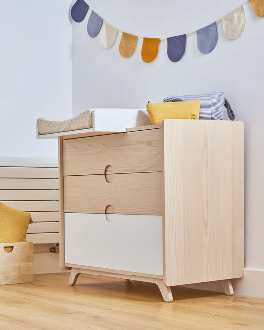 Nunila chest of drawers in ash veneer 90 x 90 cm FSC 100%