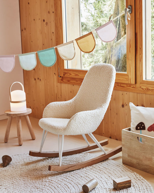 Joey children’s rocking chair in white bouclé