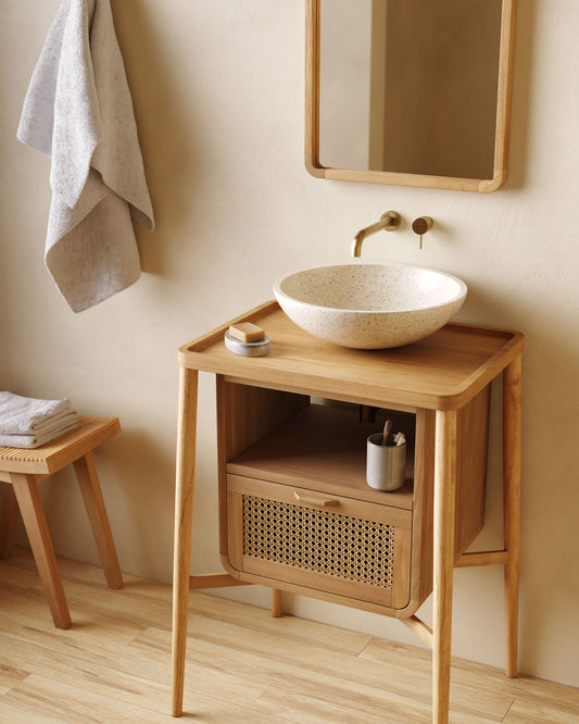 Delina countertop washbasin in white terrazzo Ø 40 cm