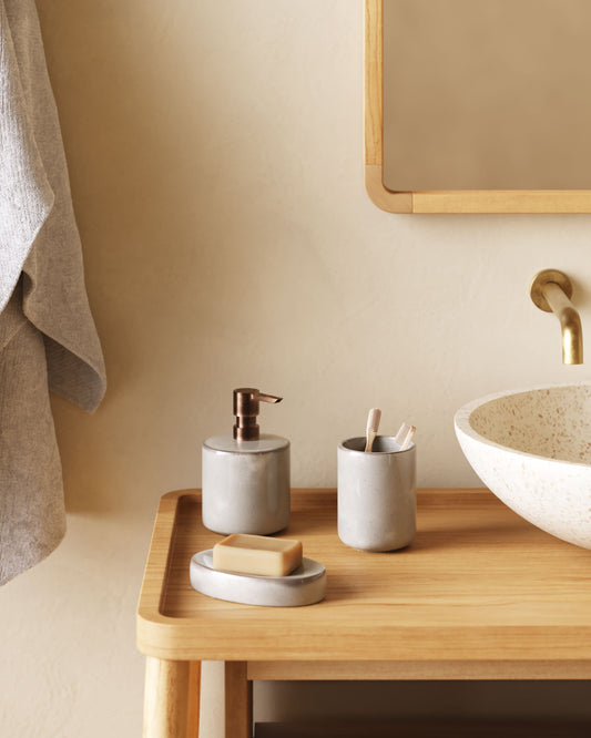 Chavela grey ceramic soap dish