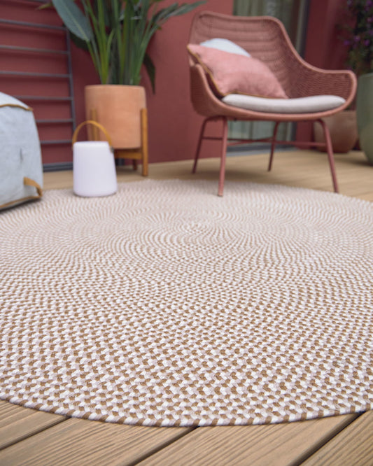 Rodhe 100% PET round rug in beige, Ø 150 cm