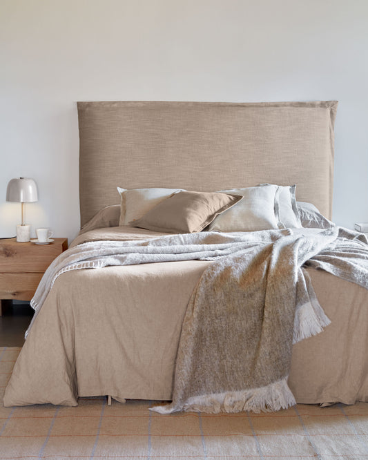 Tanit headboard with beige linen removable cover, for 160 cm beds