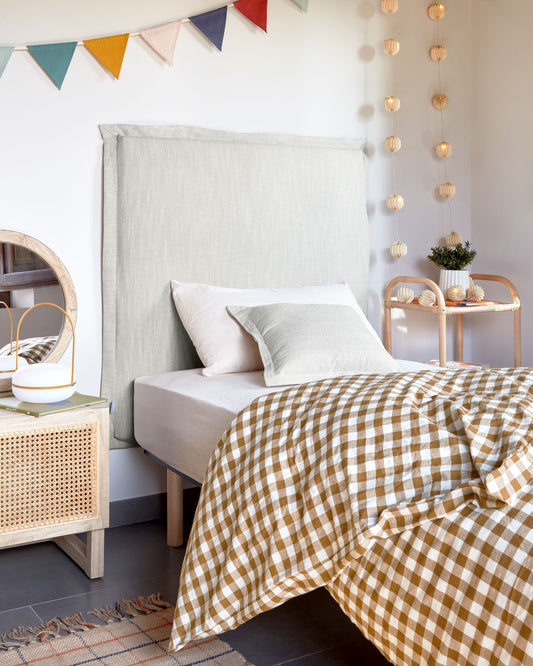 Tanit headboard with removable white linen cover for a bed up to 90 cm