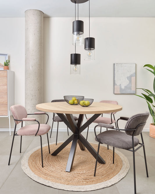 Argo round Ø 119 cm melamine table with steel legs with black finish