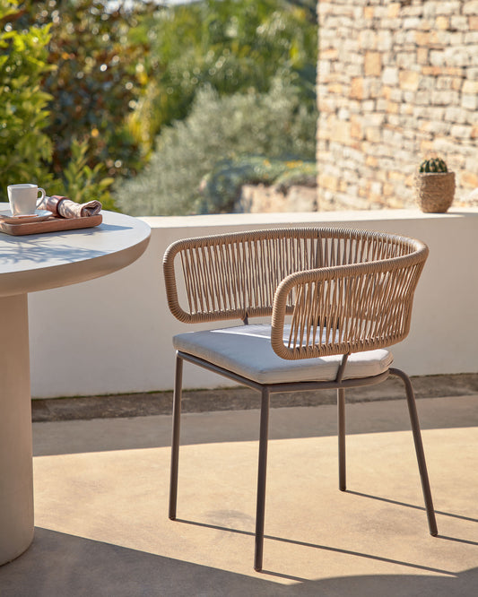 Nadin chair in beige cord with galvanised steel legs