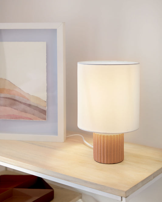 Eshe table lamp in ceramic with terracotta and white finish