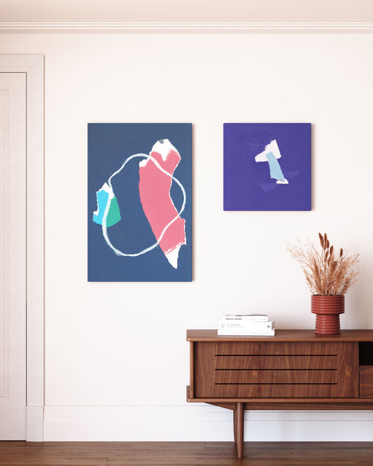 Zoeli blue and red abstract canvas 60 x 90 cm