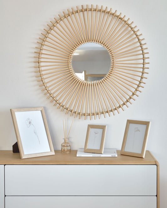 Louisa rattan mirror, Ø 81 cm