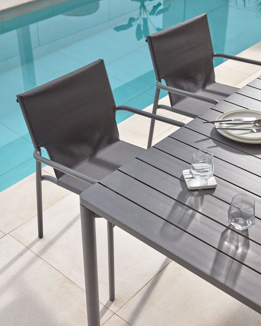 Zaltana extendable aluminium outdoor table with matt dark grey finish 180 (240) x 100 cm