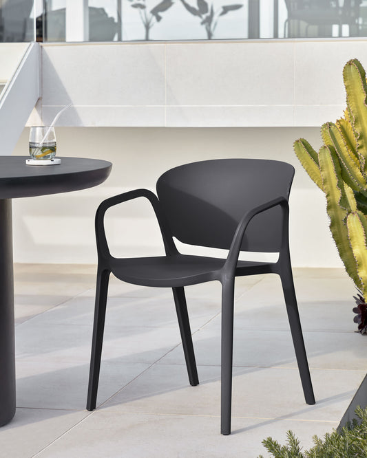 Ania stackable black garden chair