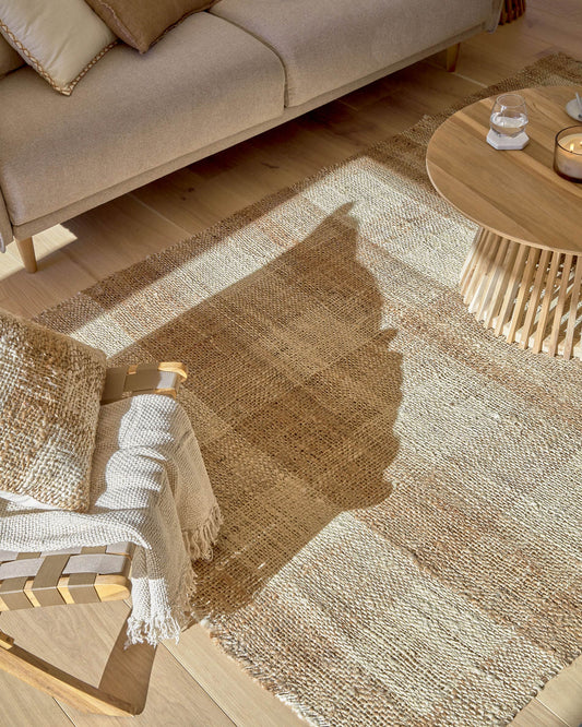 Daila jute rug with natural and beige stripes 160 x 230 cm