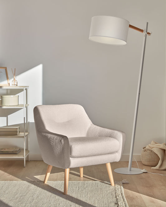 Candela armchair in grey micro bouclé