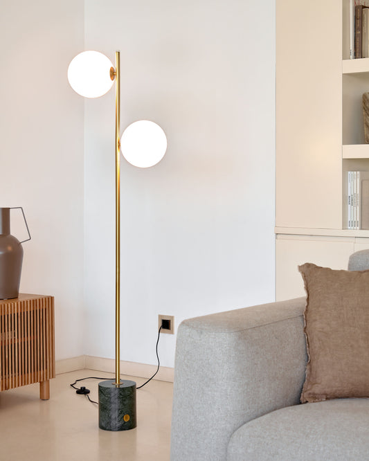 Lonela floor lamp in marble with green finish