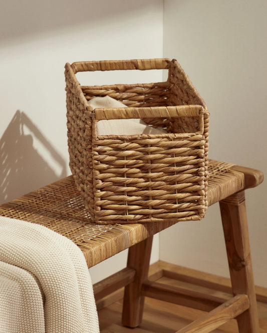 Words basket made from natural fibres with a natural finish