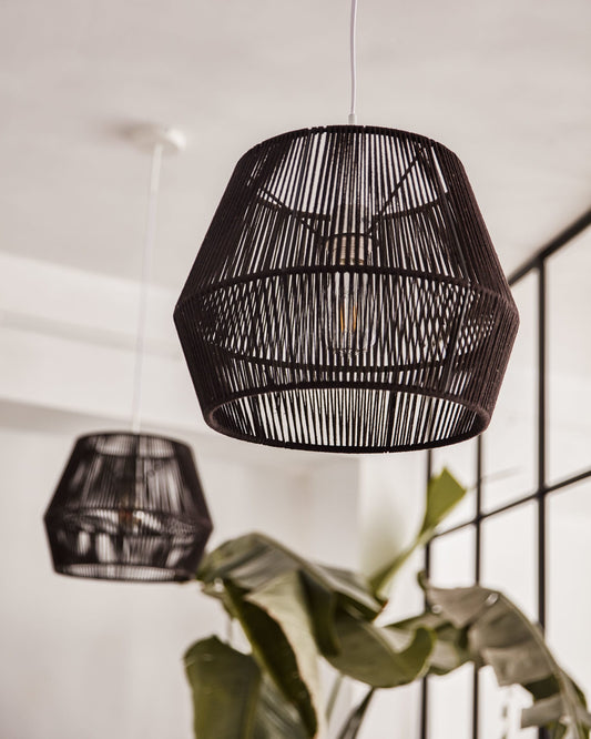 Cantia cotton ceiling light shade with black finish Ø 36,5 cm