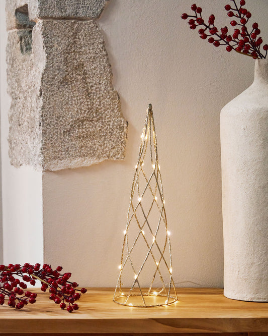 Shirly light-up tree cone in gold