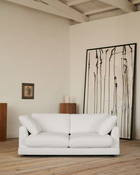 Gala 3 seater sofa in white, 210 cm