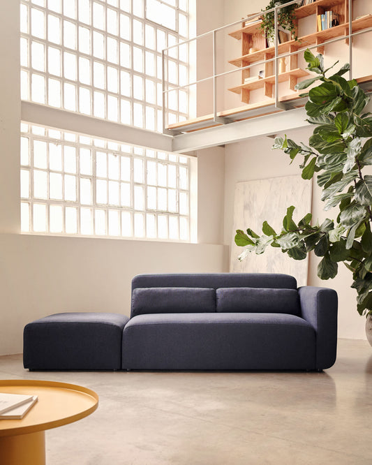 Neom 2 seater modular sofa with back module in blue, 244 cm