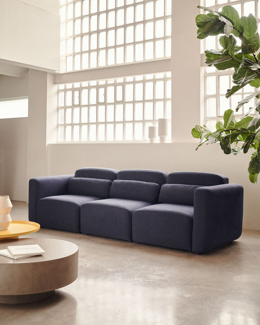 Neom 3 seater modular sofa in blue, 263 cm