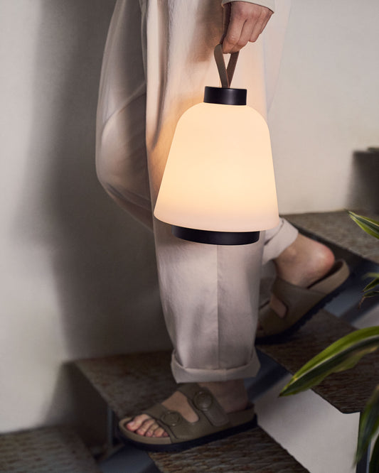 Udiya outdoor table lamp in polythene and metal with a black finish