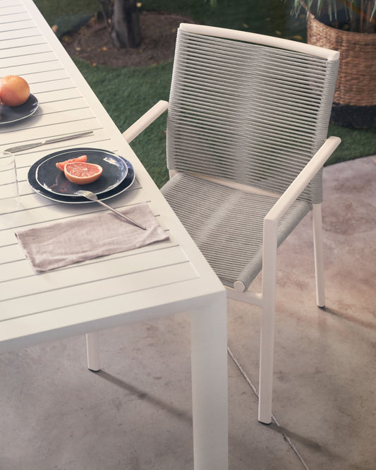 Culip aluminium and cord stackable outdoor chair in white