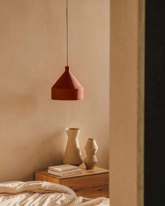 Peralta ceiling lamp in metal with a terractotta painted finish, Ø 30 cm