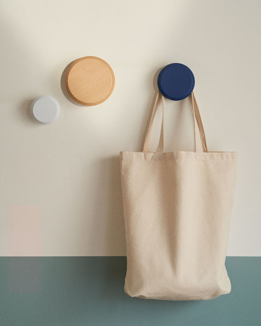 Set of 3 Nadua hangers in solid wood with a natural, blue and white beech finish