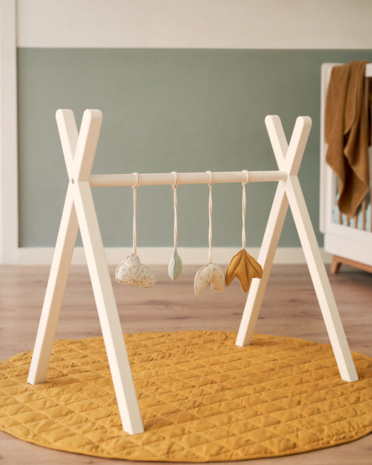 Maralis kid's teepee gym made from solid beech wood with a white finish