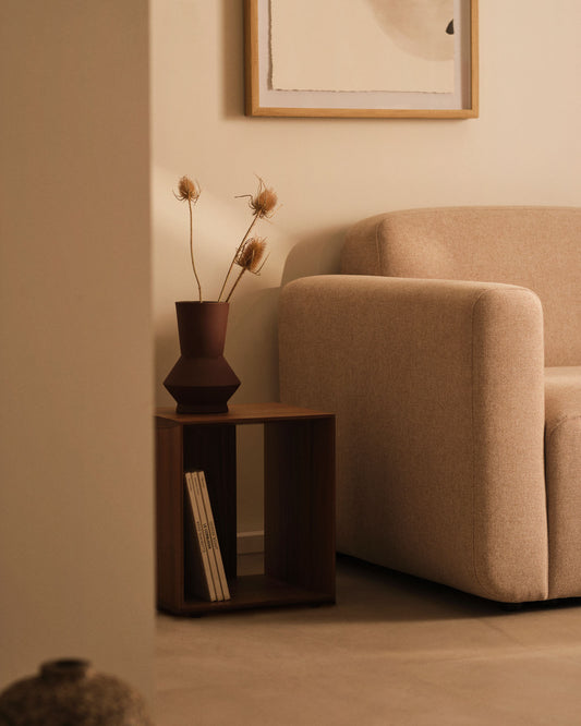 Litto small shelf module in walnut veneer, 34 x 38 cm