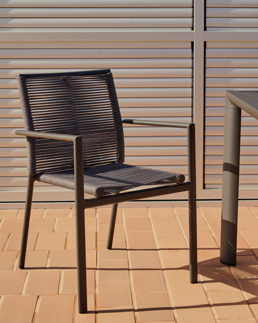 Culip aluminium and cord stackable outdoor chair in grey