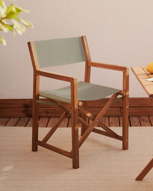 Thianna folding outdoor chair in green with solid acacia wood FSC 100%