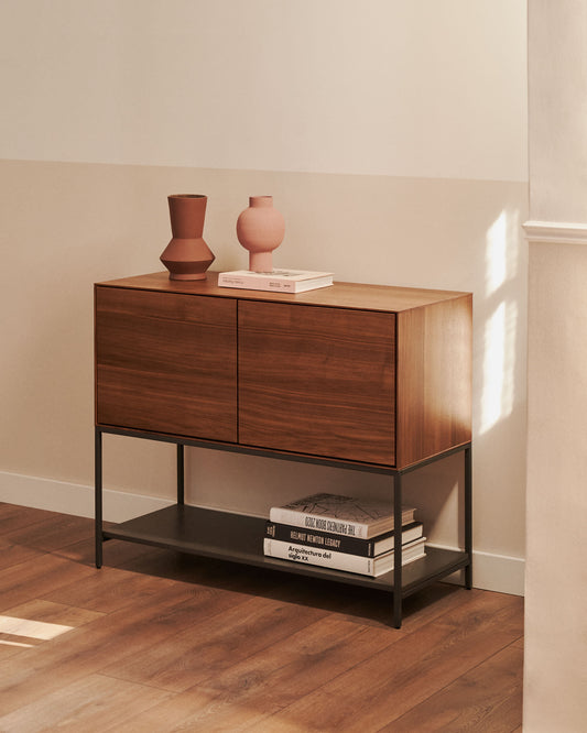 Vedrana 2 door sideboard in walnut veneer with steel legs, 97.5 x 80 cm