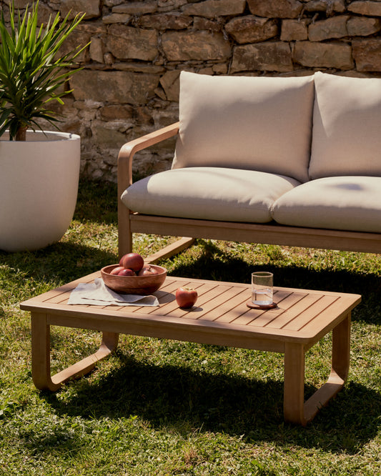 Sacaleta solid eucalyptus wood coffee table, 100% outdoor suitable 100 x 60 cm