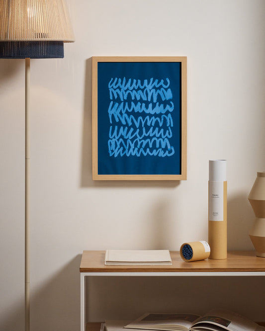 Tsuki print on blue paper, 29.8 x 39.8 cm