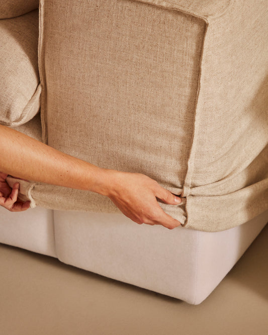 Anarela beige linen 2-seater sofa cover