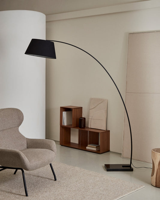 Juhe floor lamp in steel and black marble